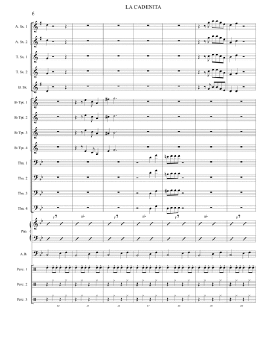 CARMEN, SE ME PERDIO LA CADENITA Jazz Ensemble scores gallery preview page 6