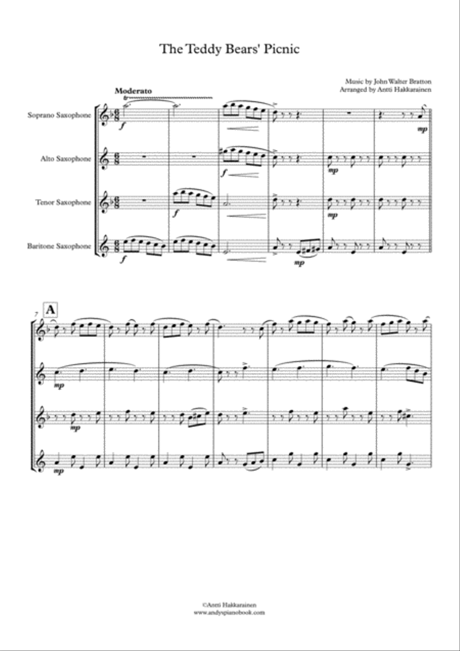 The Teddy Bears' Picnic - Saxophone Quartet Saxophone Quartet scores gallery preview page 2