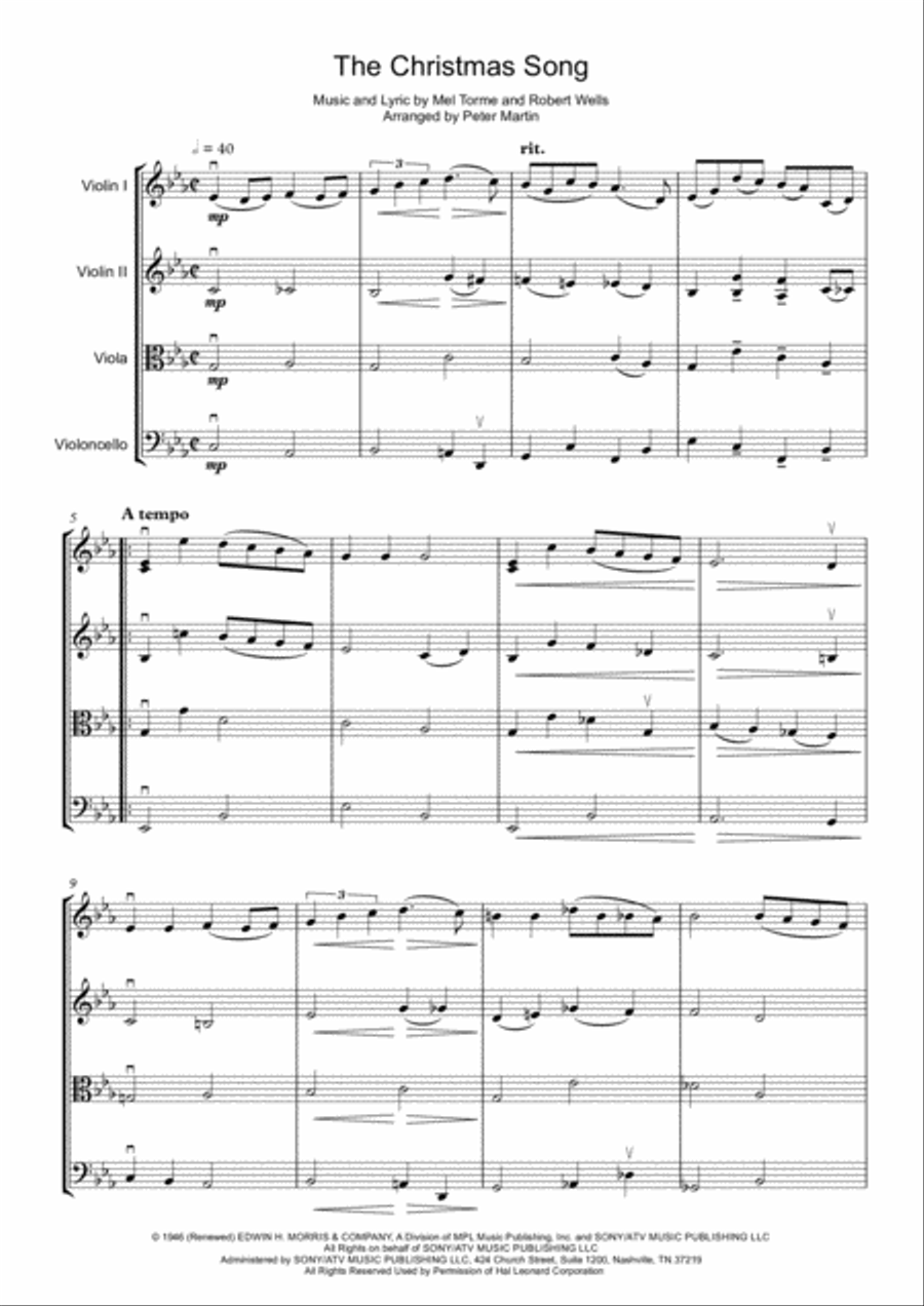 The Christmas Song (Chestnuts Roasting On An Open Fire) String Quartet scores gallery preview page 5