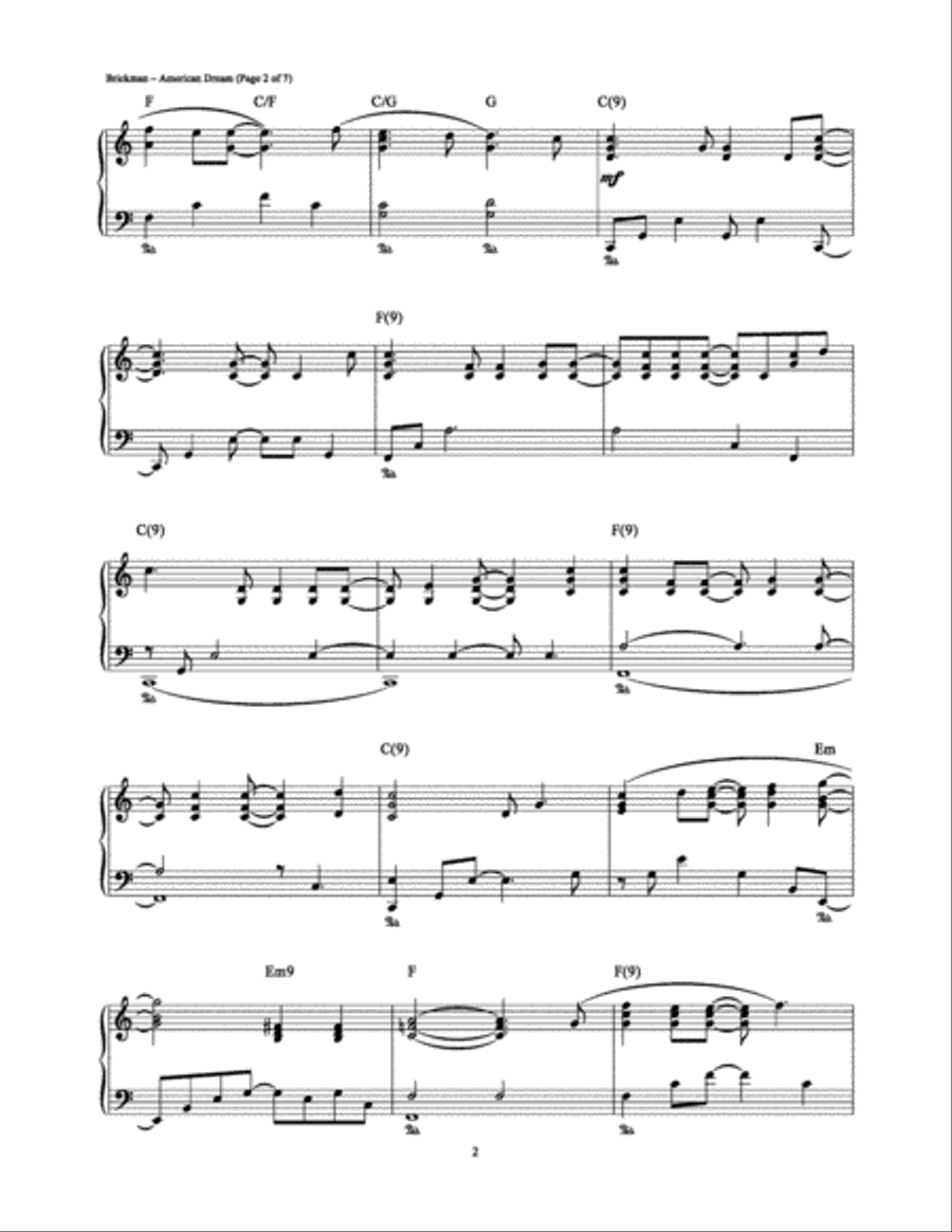 American Dream American Dream Piano Solo scores gallery preview page 2