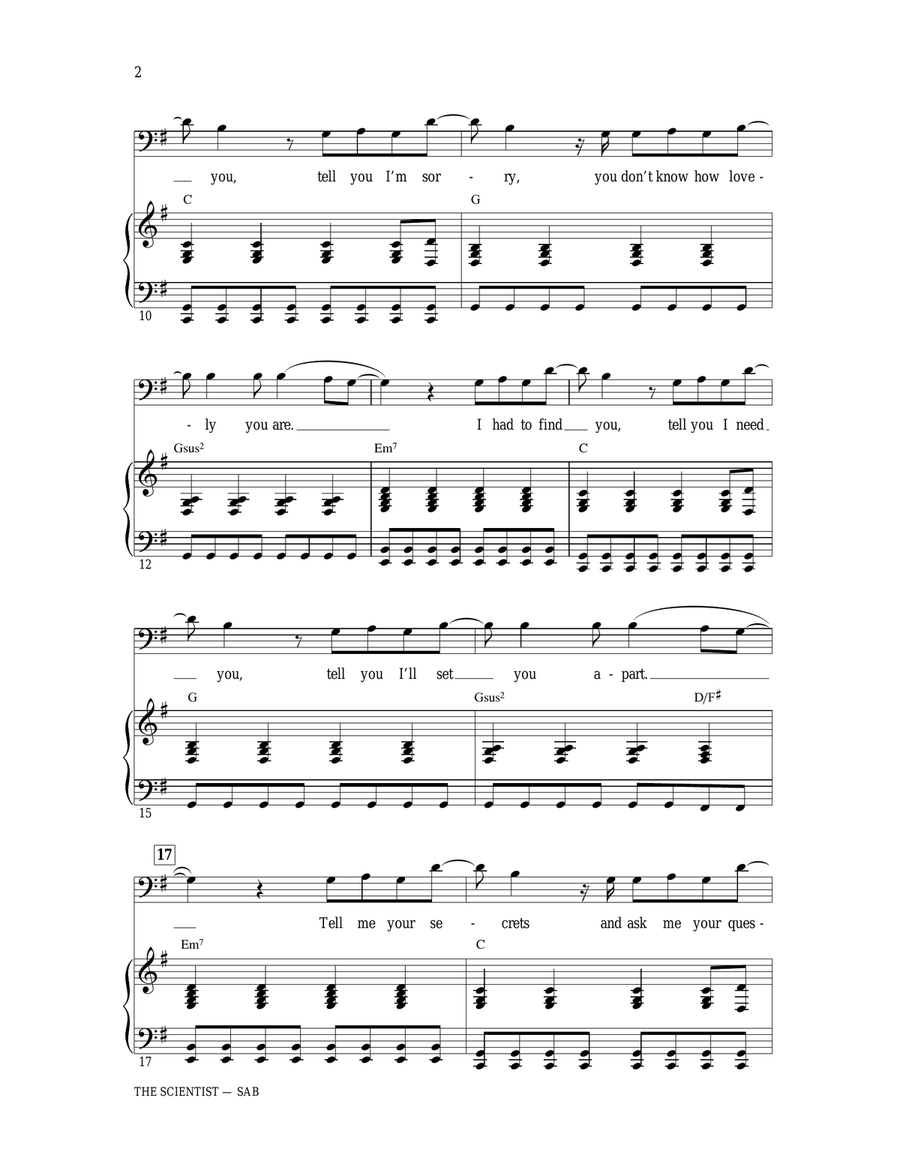 The Scientist (arr. Ed Lojeski) 3-Part scores gallery preview page 2