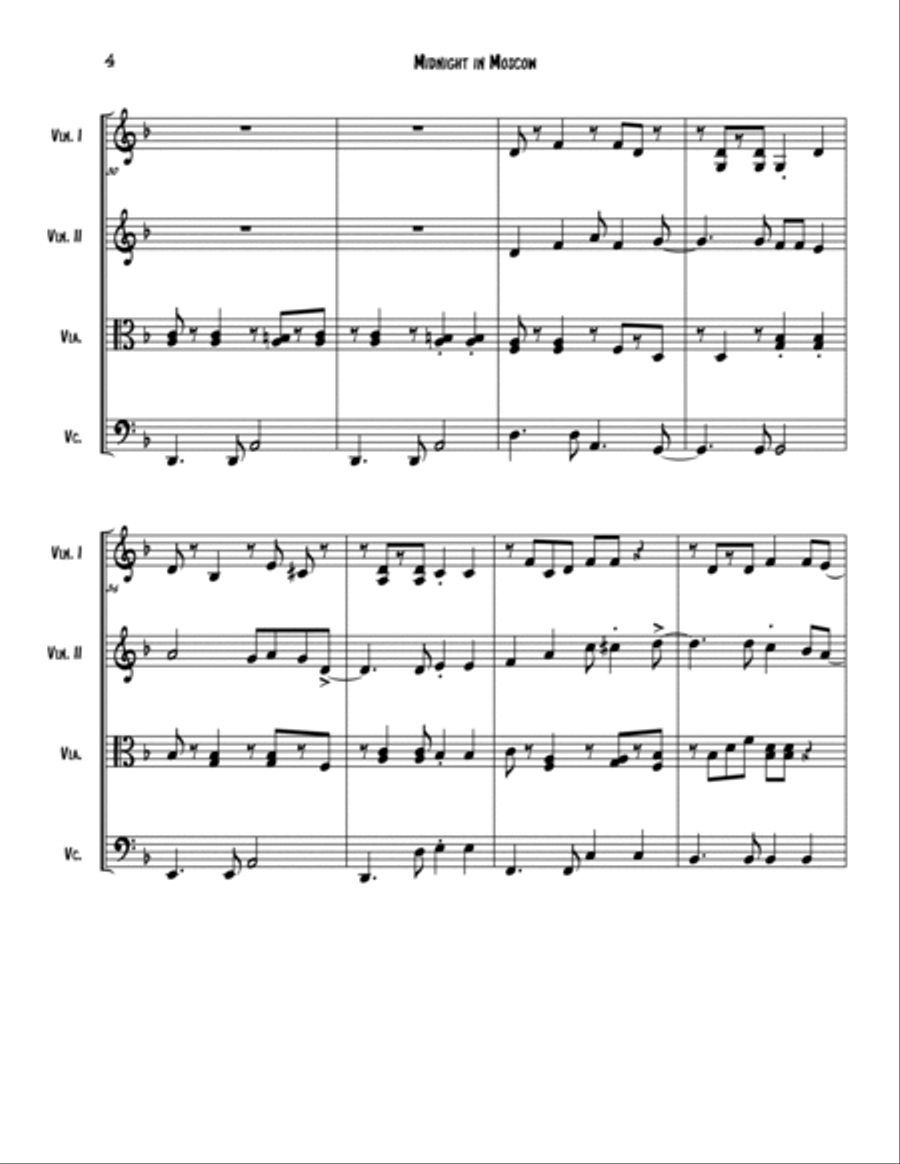 midnight in Moscow midnight in Moscow String Quartet scores gallery preview page 4