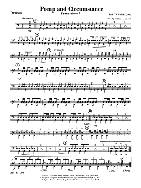 Pomp and Circumstance, Op. 39, No. 1 (Processional): Drums