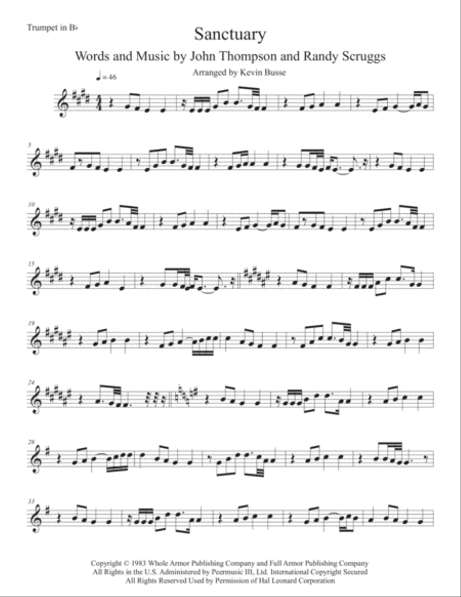 Sanctuary Trumpet Solo scores gallery preview page 1
