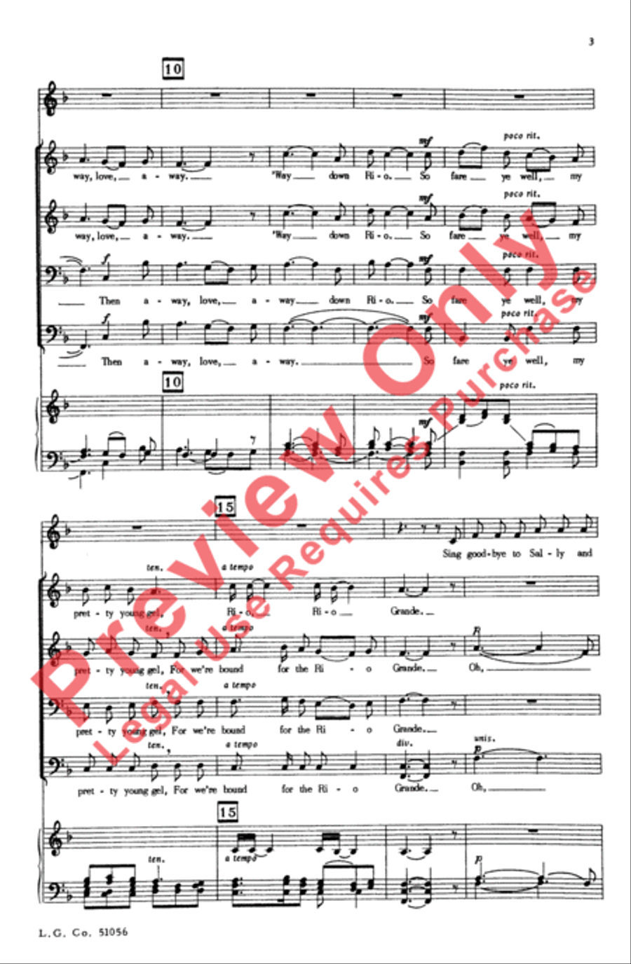 Bound for the Rio Grande Men's Choir scores gallery preview page 3
