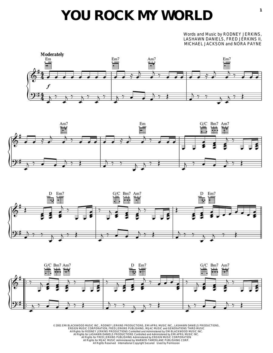You Rock My World You Rock My World Piano, Vocal, Guitar scores gallery preview page 1