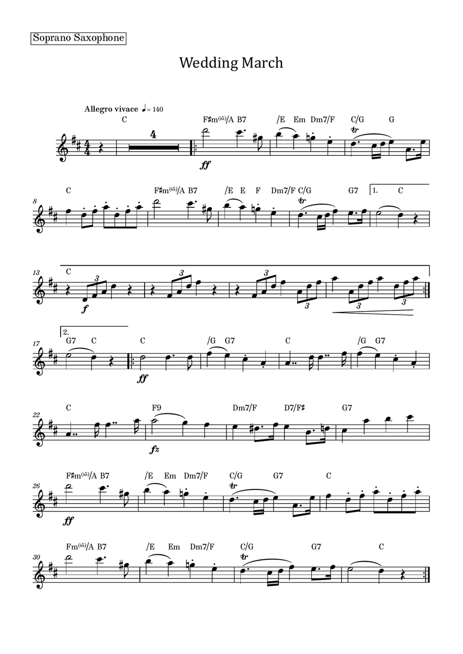 Wedding March Saxophone Quintet scores gallery preview page 5