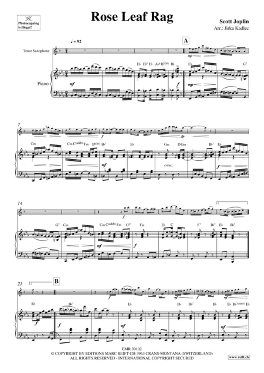 Rose Leaf Rag Tenor Saxophone scores gallery preview page 4
