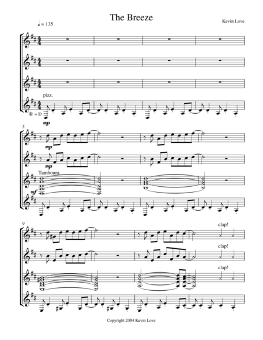 The Breeze (Guitar Quartet) - Score and Parts Guitar Ensemble scores gallery preview page 1