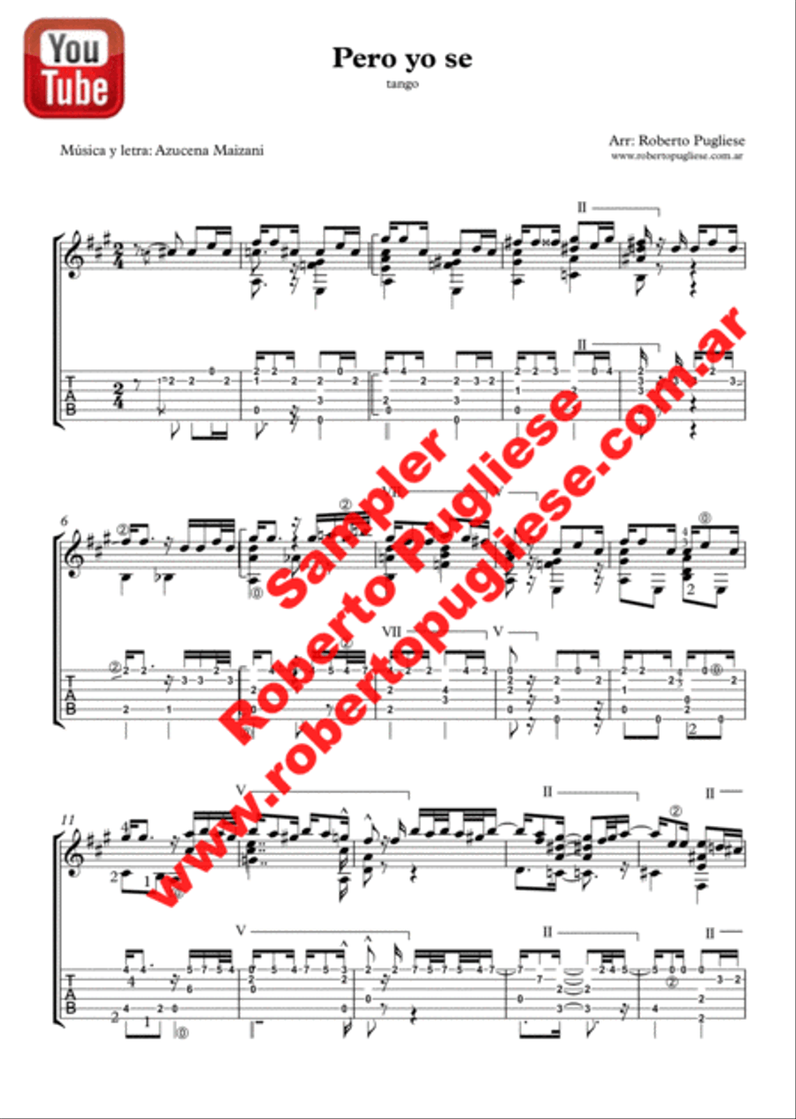 Pero yo se - guitar tango Classical Guitar scores gallery preview page 3