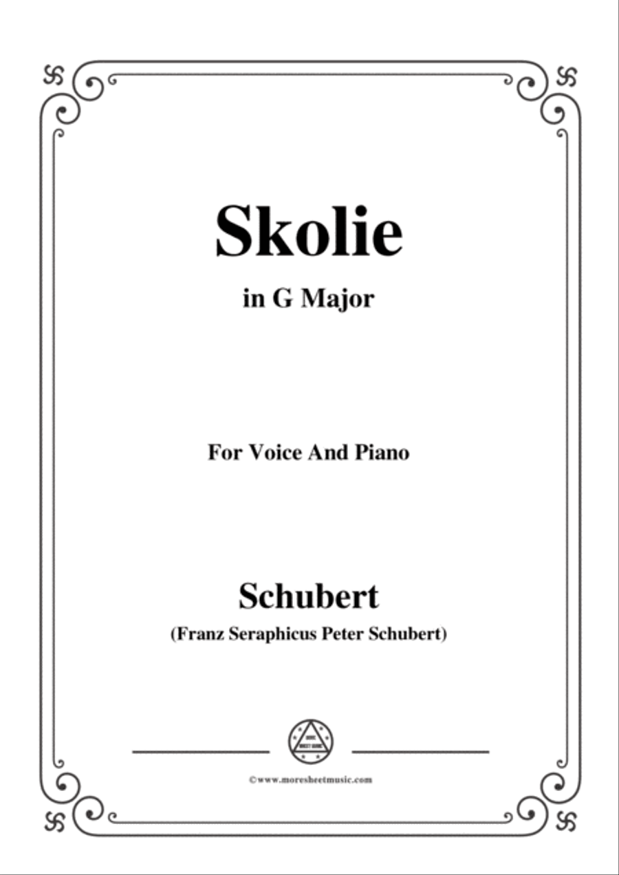 Schubert-Skolie(Skolion;Drinking Song),D.306,in G Major,for Voice&Piano Voice scores gallery preview page 1