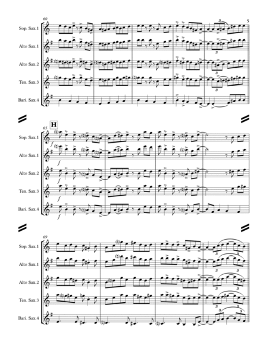 Joshua Fought the Battle of Jericho (for Saxophone Quartet SATB or AATB) Saxophone Quartet scores gallery preview page 6