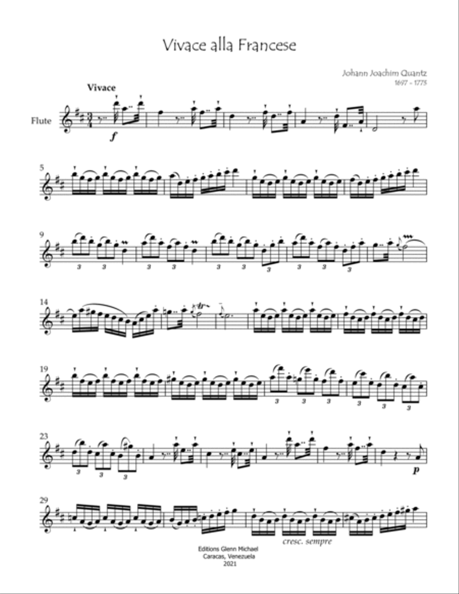 Quantz Vivace alla Francese Flute Solo scores gallery preview page 2