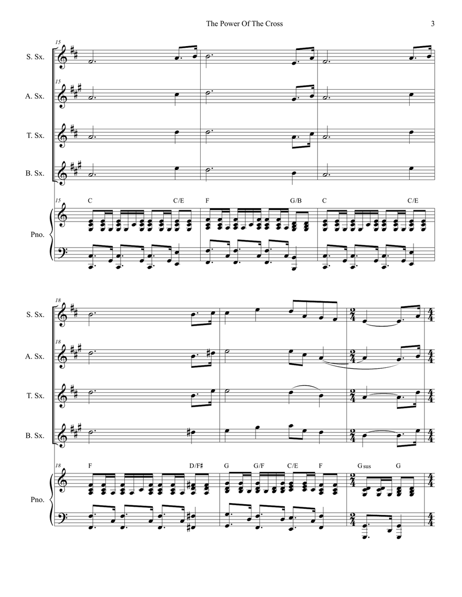 The Power Of The Cross (Oh To See The Dawn) Saxophone Quartet scores gallery preview page 3