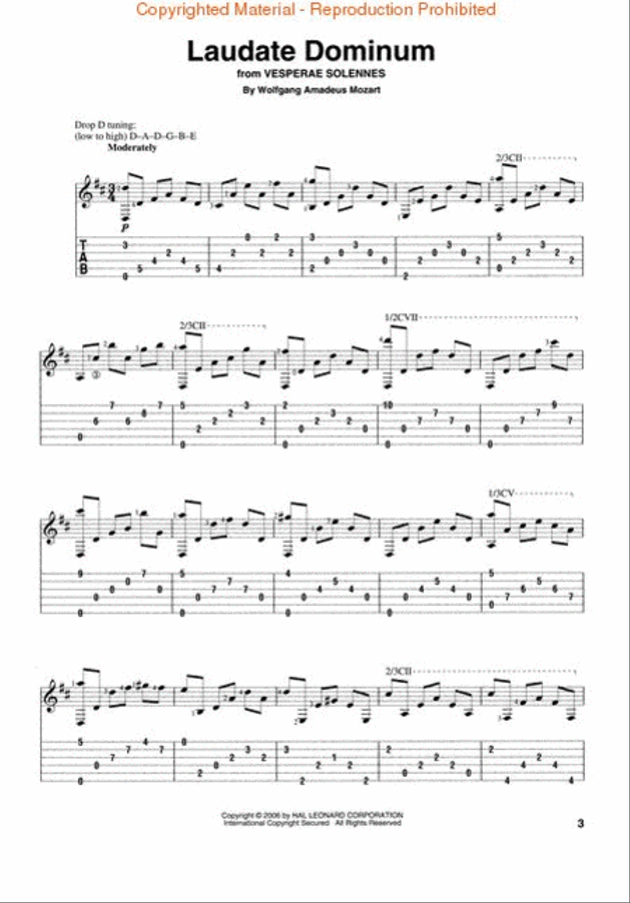 Fingerpicking Mozart Acoustic Guitar scores gallery preview page 3