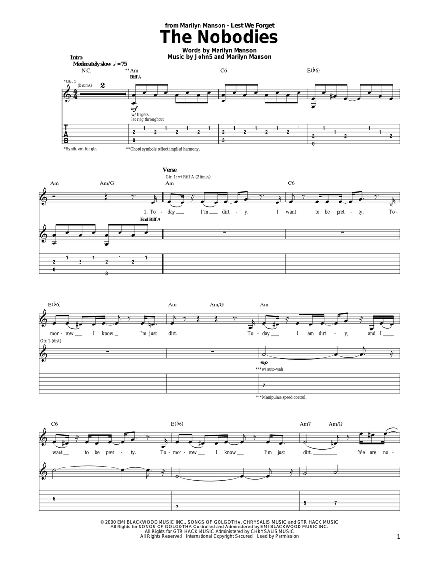 The Nobodies Electric Guitar scores gallery preview page 1