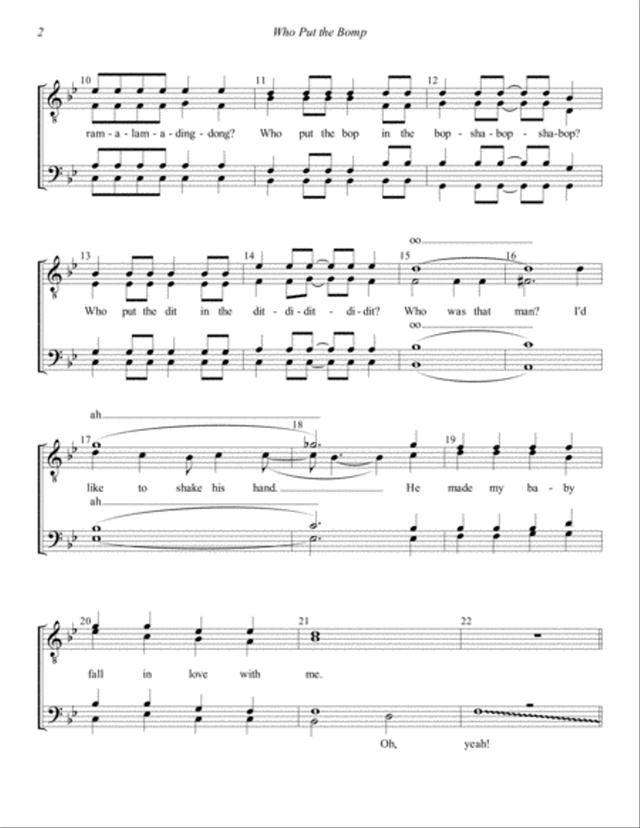 Who Put The Bomp (in The Bomp Ba Bomp Ba Bomp) TTBB scores gallery preview page 2