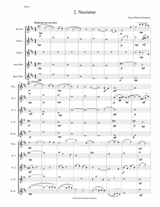 Book cover for Nocturne for flute quintet (piccolo, 2 flutes, alto flute and bass flute)