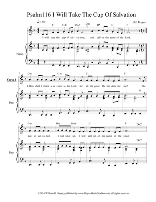 Psalm 116: I Will Take The Cup Of Salvation - piano/vocal