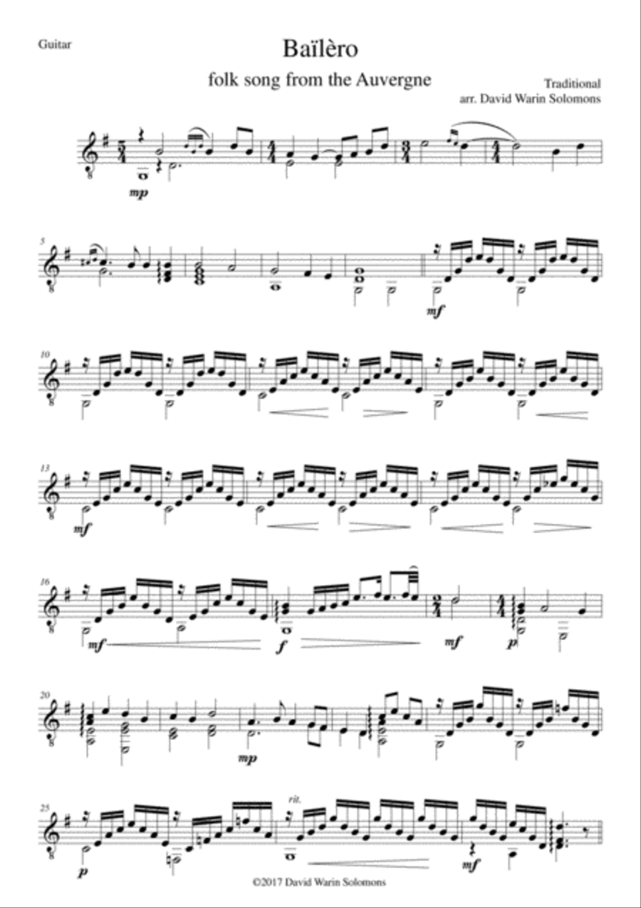 3 songs of the Auvergne for alto saxophone & guitar Alto Saxophone scores gallery preview page 6