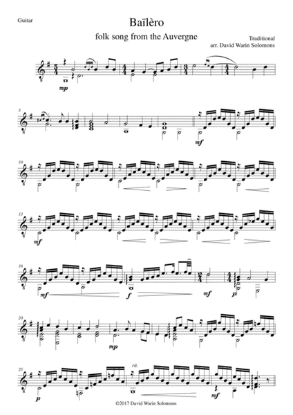 3 songs of the Auvergne for alto saxophone & guitar image number null