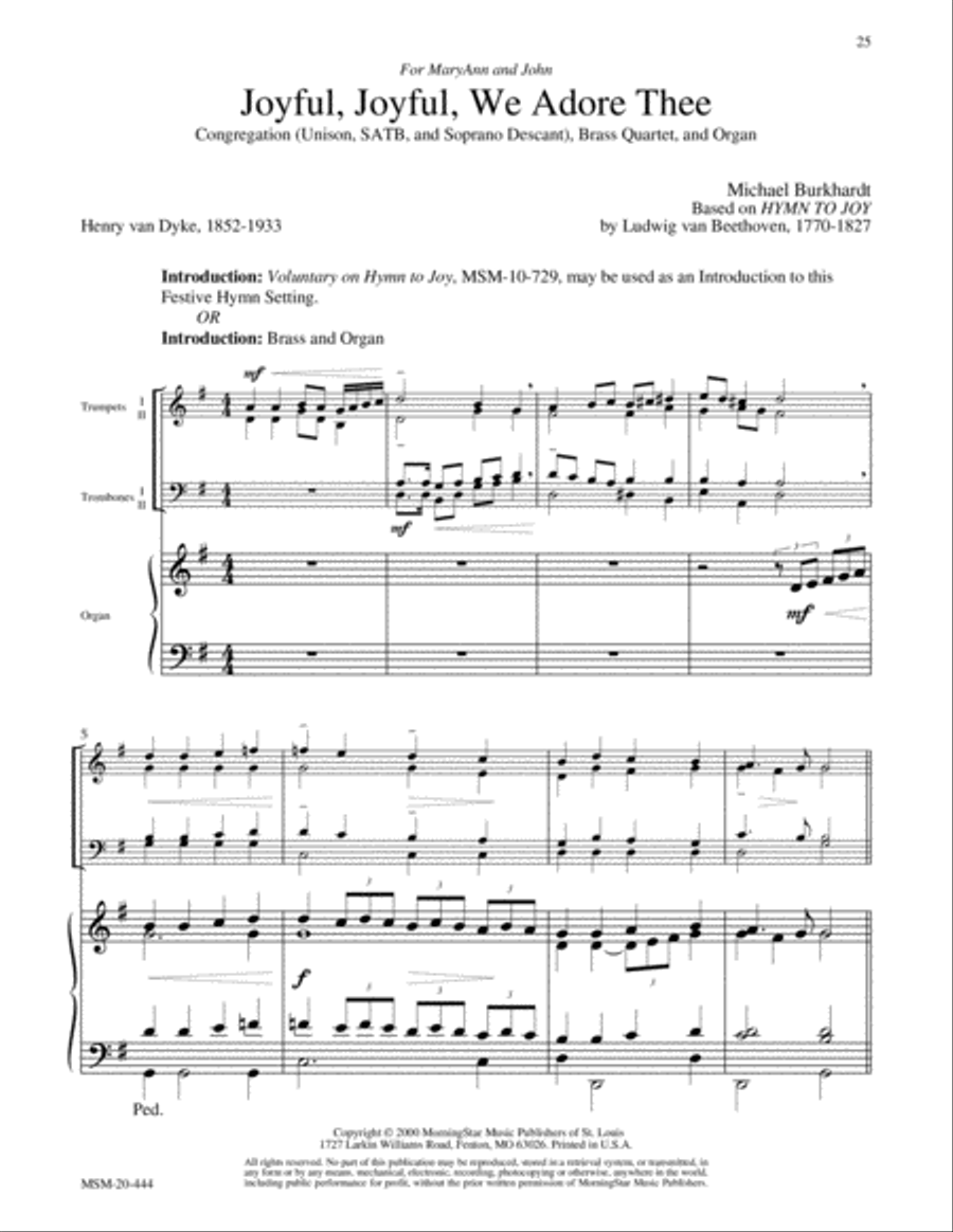 Joyful, Joyful, We Adore Thee (Hymn to Joy) 4-Part scores gallery preview page 2