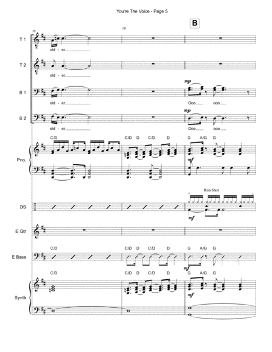 You're The Voice Bass Guitar scores gallery preview page 5