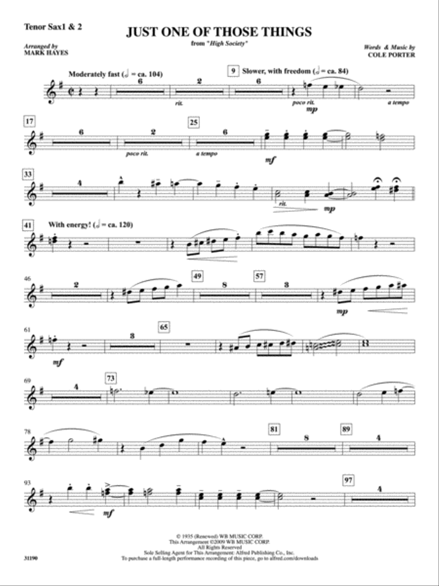 Just One of Those Things: 1st & 2nd Tenor Saxophone Tenor Saxophone scores gallery preview page 1