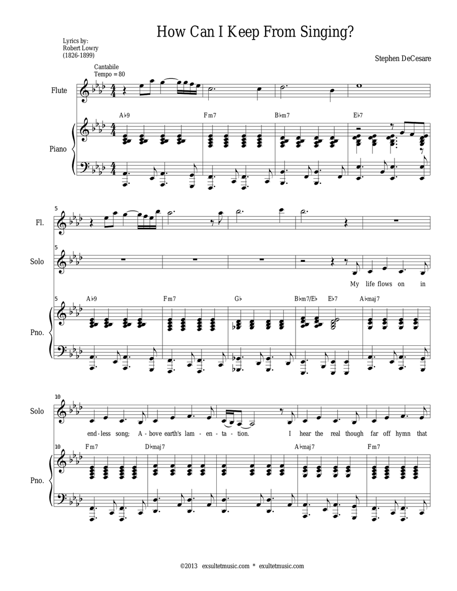 How Can I Keep From Singing? (Solo and SATB) 4-Part scores gallery preview page 1