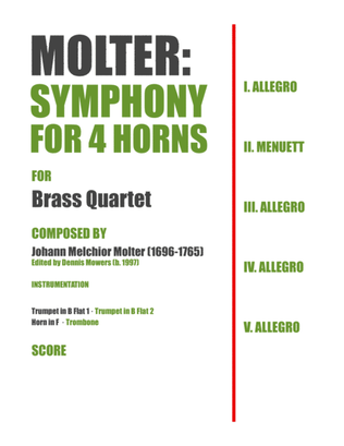 "Symphony for 4 Horns" for Brass Quartet - Johann Melchior Molter