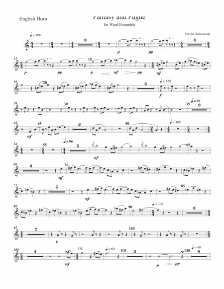 Fantasy and Fugue for Wind Ensemble set of parts