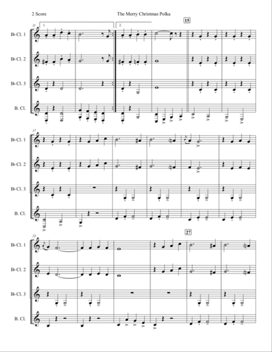 The Merry Christmas Polka Woodwind Quartet scores gallery preview page 3