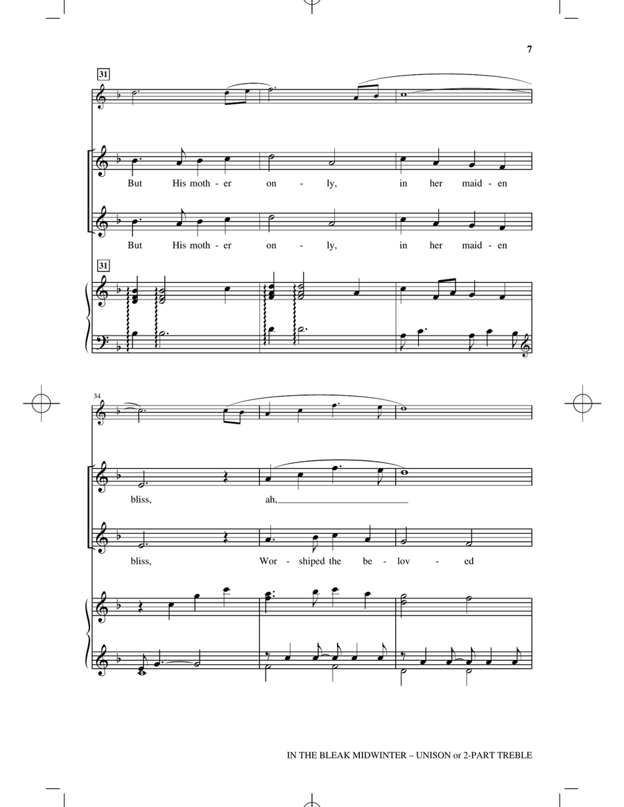 In The Bleak Midwinter Unison Choir scores gallery preview page 6
