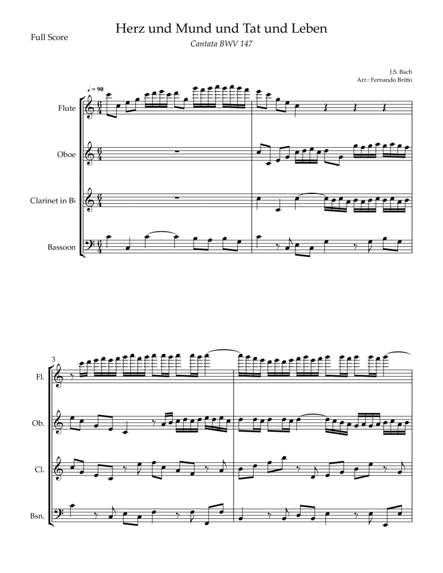 Cantata Herz und Mund und Tat und Leben (J.S. Bach BWV 147) for String Woodwind image number null