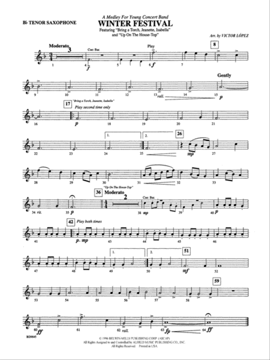 Winter Festival: B-flat Tenor Saxophone Concert Band scores gallery preview page 1