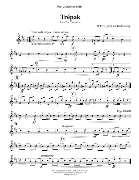 Trepak from The Nutcracker for Woodwind Trio Woodwind Trio (Flute or Oboe, Clarinet, Bassoon) Set of