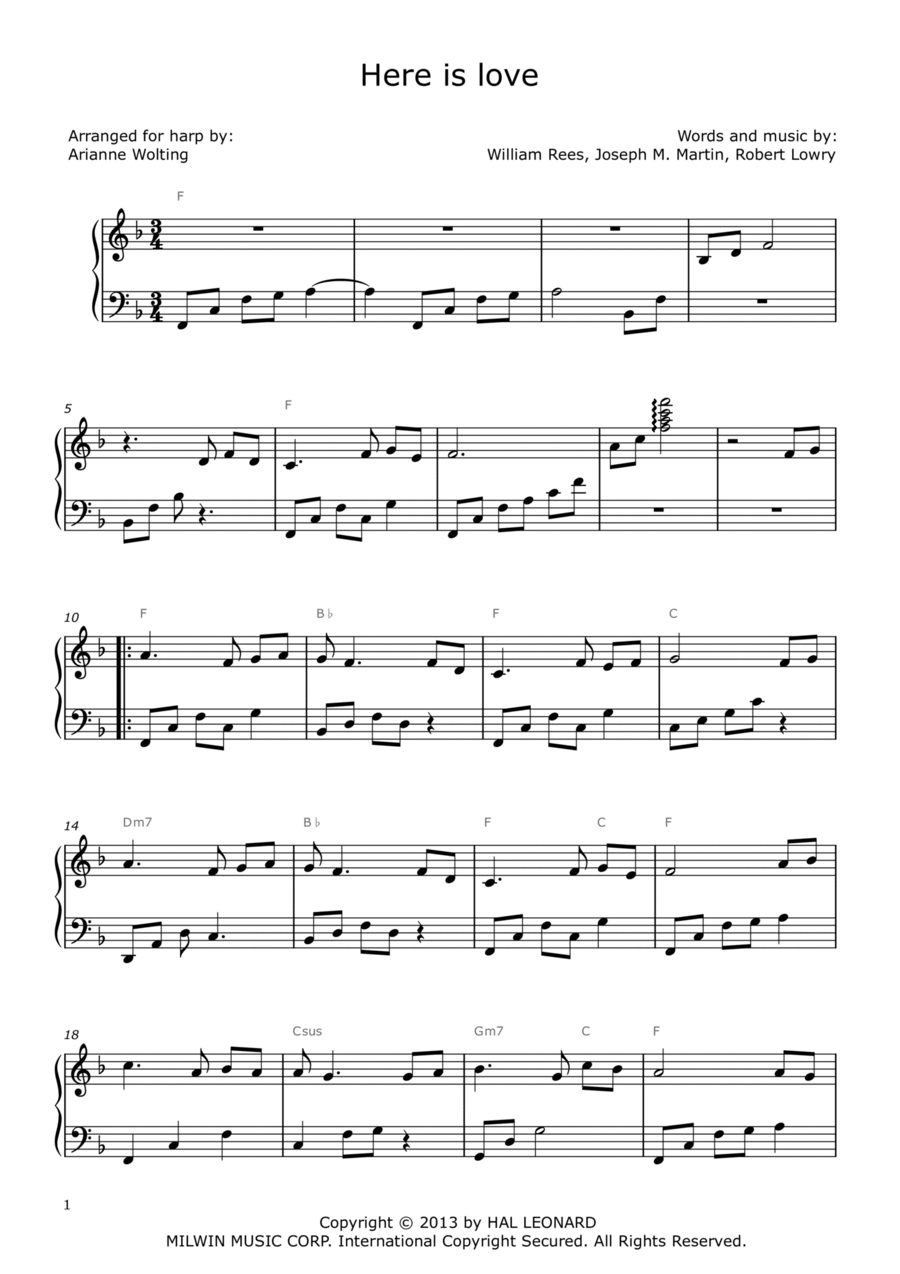 Here Is Love Here Is Love Celtic Harp scores gallery preview page 1