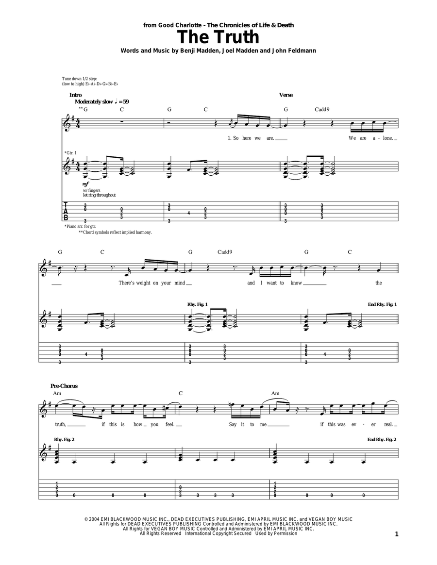 The Truth Acoustic Guitar scores gallery preview page 1