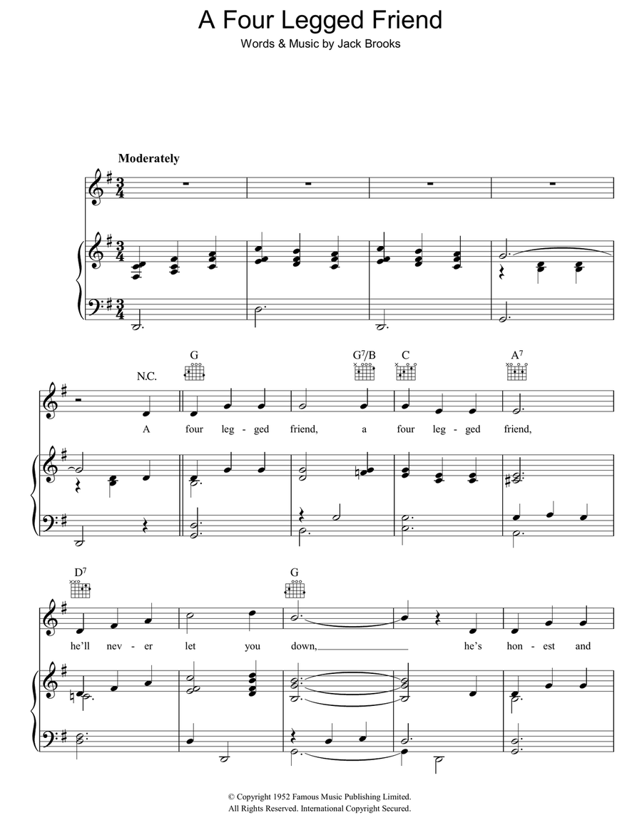 A Four Legged Friend A Four Legged Friend Piano, Vocal, Guitar scores gallery preview page 1