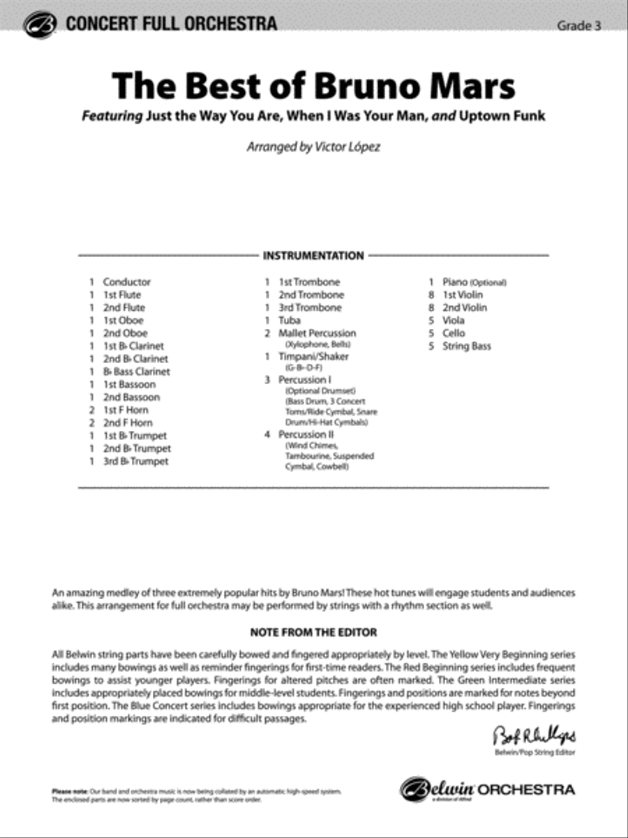 The Best of Bruno Mars: Score Full Orchestra scores gallery preview page 1