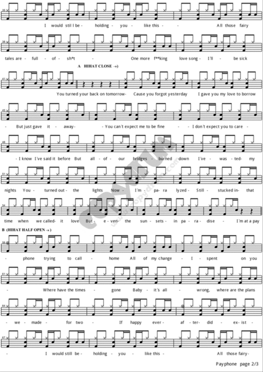 Payphone Payphone Drum Set scores gallery preview page 2