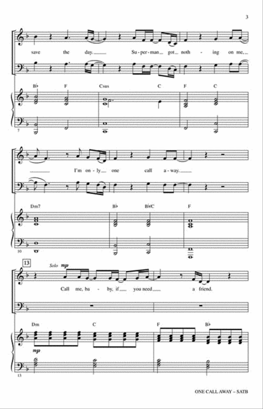 One Call Away Choir scores gallery preview page 3