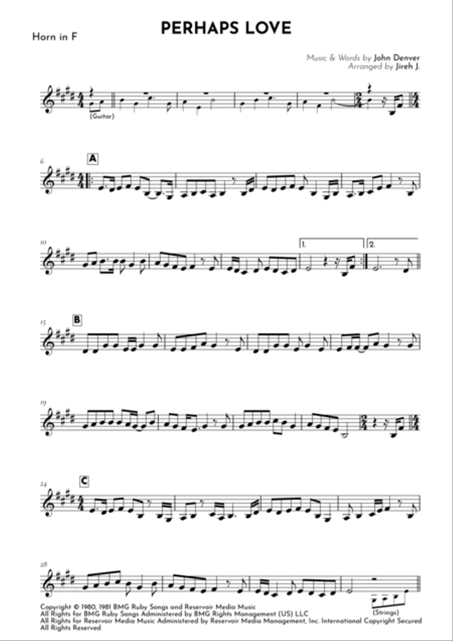 Perhaps Love Horn Solo scores gallery preview page 2