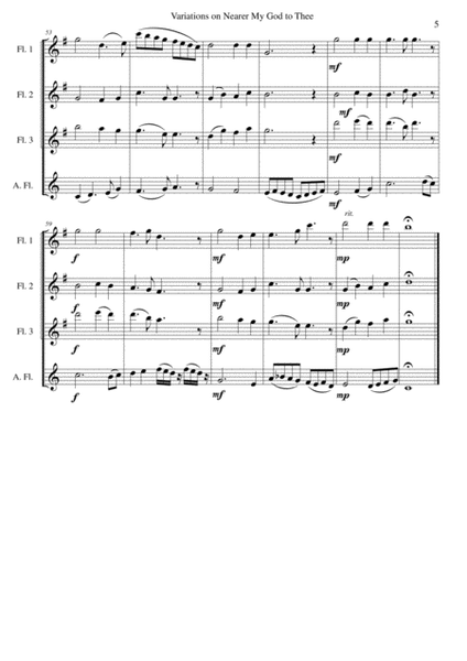 Variations on Nearer my God to Thee (Bethany) for flute quartet (3 flutes and 1 alto flute) image number null
