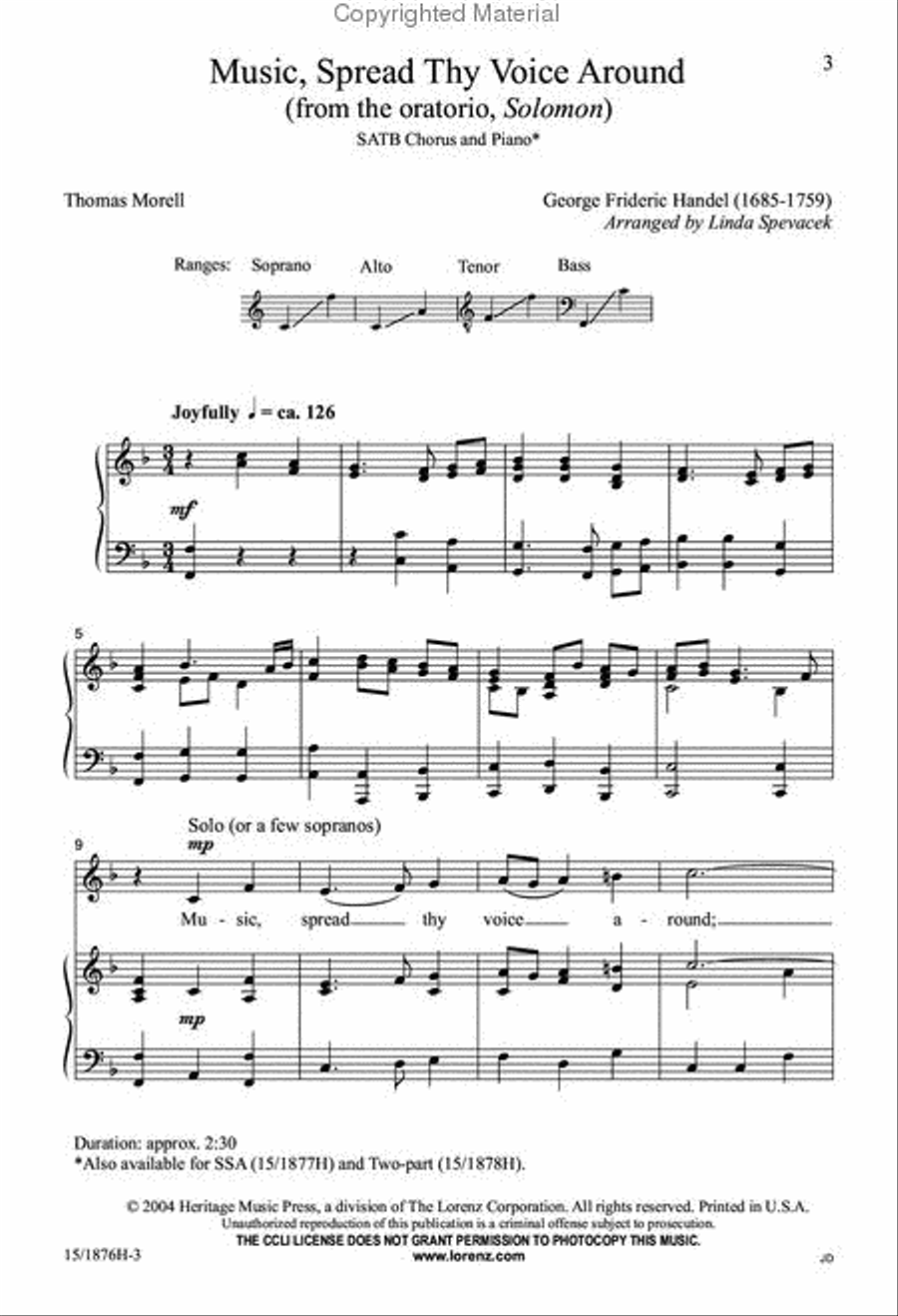 Music, Spread Thy Voice Around 4-Part scores gallery preview page 2