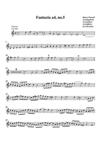 Fantazia no.5 (arrangement for 5 recorders (SAABgB))