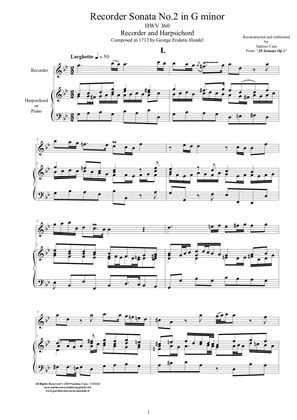 Handel - Sonata No.2 in G minor Op.1 HWV 360 for Recorder and Harpsichord