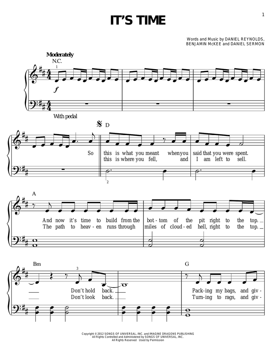 It's Time It's Time Easy Piano scores gallery preview page 1