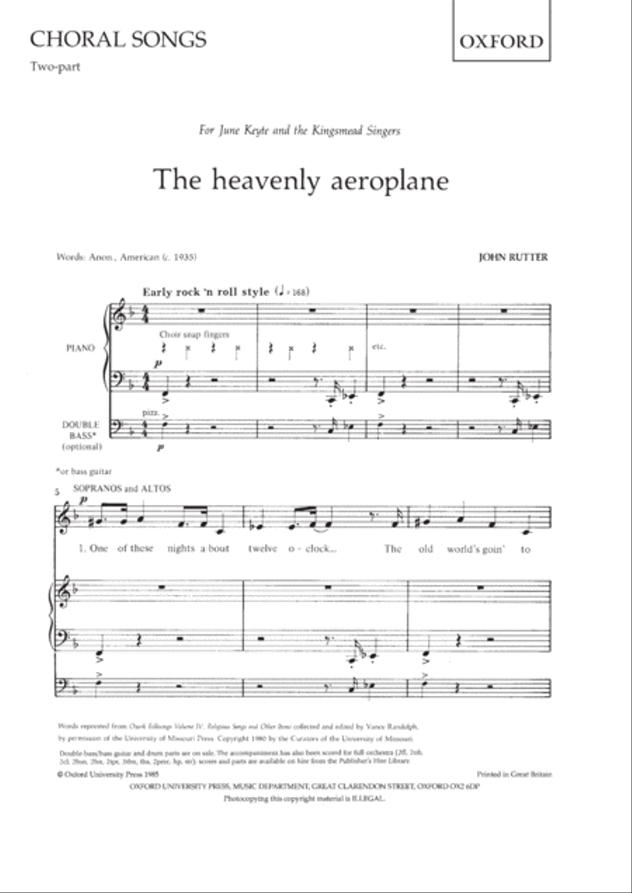 The heavenly aeroplane SA scores gallery preview page 1