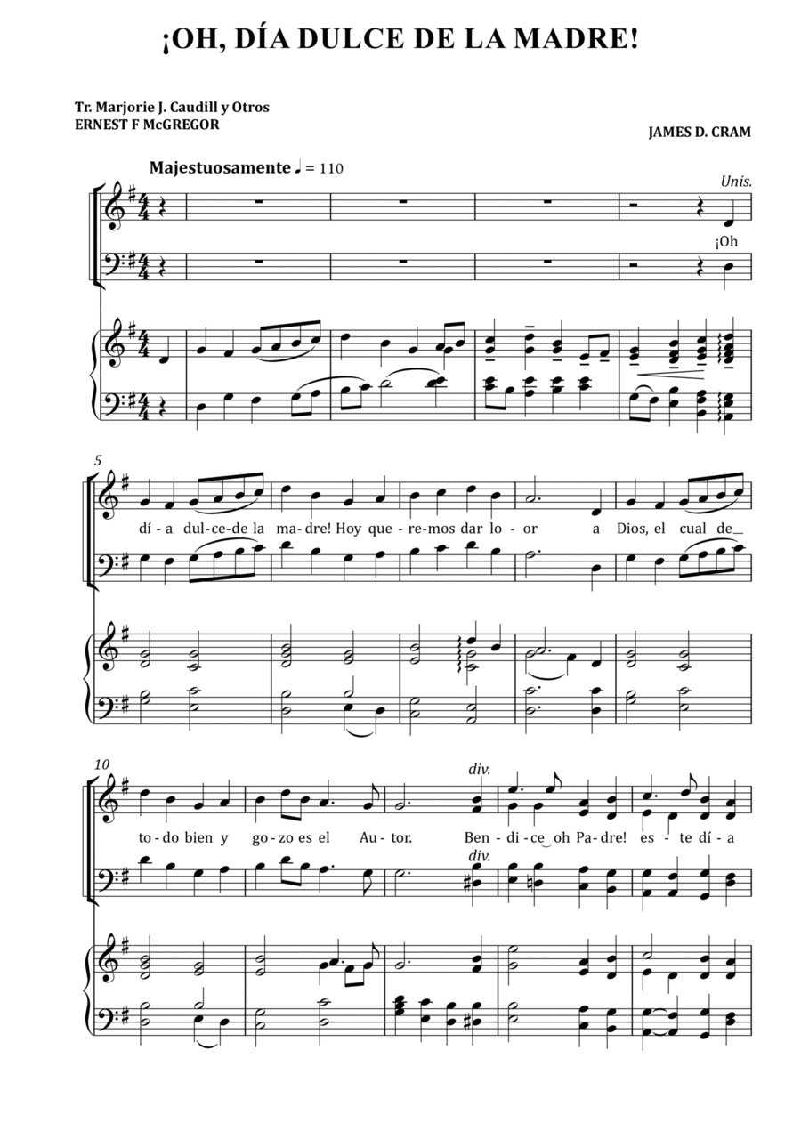 Oh dulce día de la madre SATB 4-Part scores gallery preview page 1